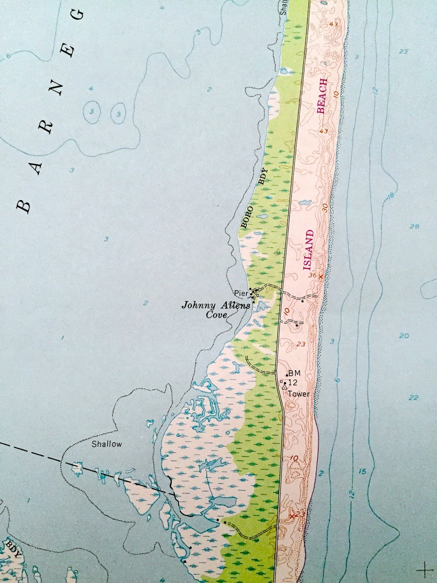 Antique Barnegat Light, New Jersey 1953 US Geological Survey Topographic Map – Ocean County, Lacey, Ocean, Long Beach, Berkeley, Shore, NJ