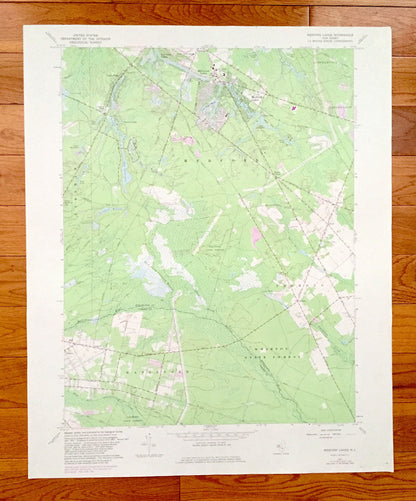 Antique Medford Lakes, New Jersey 1967 US Geological Survey Topographic Map – Camden, Burlington County, Evesham, Southampton, Tabernacle NJ