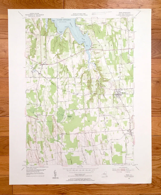 Antique Rose, New York 1953 US Geological Survey Topographic Map – Wayne County, Huron, Sodus Bay, Lyons, Alton, Lummisville, Resort, NY