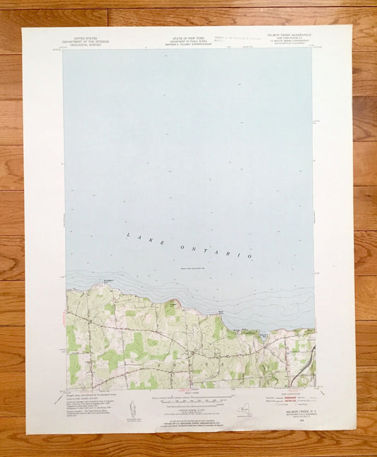 Antique Salmon Creek, New York 1952 US Geological Survey Topographic Map - Tompkins County, Sodus, Camp Beechwood, Lake Ontario, NY