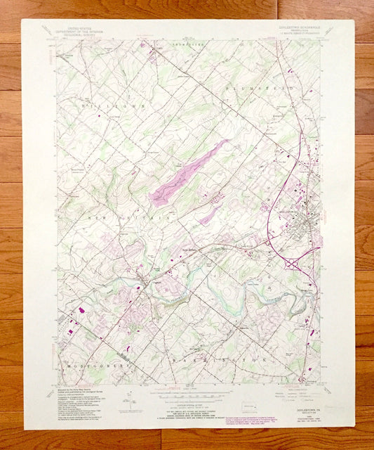 Antique Doylestown, Pennsylvania 1953 US Geological Survey Topographic Map – Montgomery, Bucks County, Hilltown, Montgomery, Warrington, PA