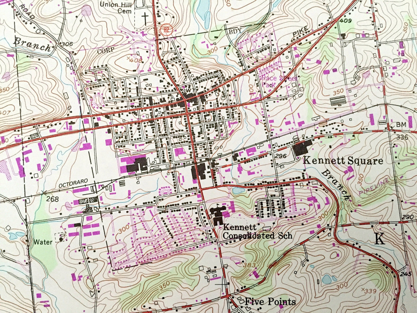 Antique Kennett Square, Pennsylvania 1954 US Geological Survey Topographic Map – Chester County, New Garden, PA, New Castle County, DE