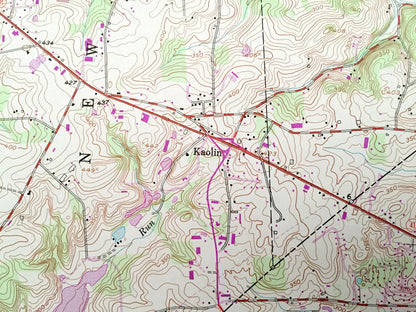 Antique Kennett Square, Pennsylvania 1954 US Geological Survey Topographic Map – Chester County, New Garden, PA, New Castle County, DE