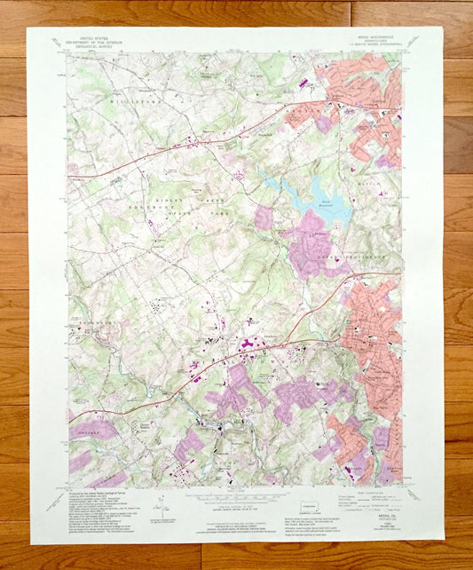 Antique Media, Pennsylvania 1966 US Geological Survey Topographic Map – Delaware, Chester County, Willistown, Thornbury, Concord, Marple, PA