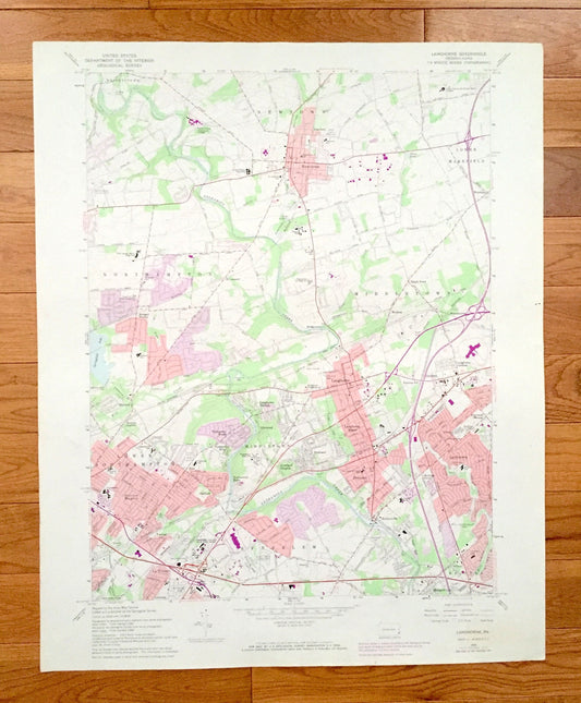 Antique Langhorne, Pennsylvania 1966 US Geological Survey Topographic Map – Bucks County, Northampton, Newtown, Lower Makefield, Bucktoe, PA