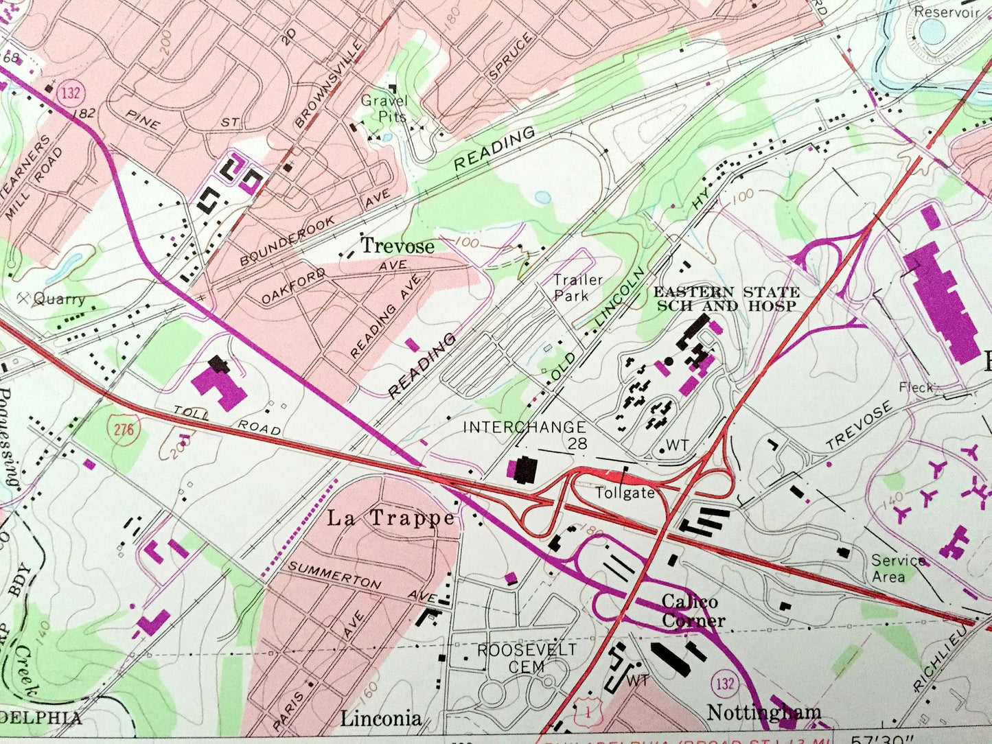 Antique Langhorne, Pennsylvania 1966 US Geological Survey Topographic Map – Bucks County, Northampton, Newtown, Lower Makefield, Bucktoe, PA