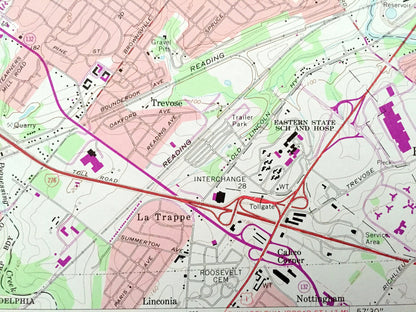 Antique Langhorne, Pennsylvania 1966 US Geological Survey Topographic Map – Bucks County, Northampton, Newtown, Lower Makefield, Bucktoe, PA