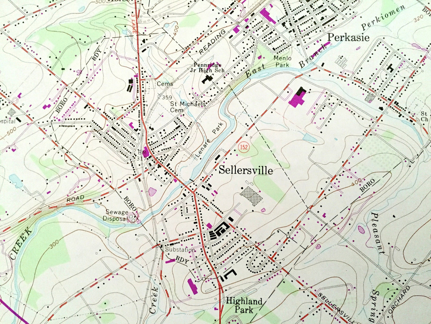 Antique Telford, Pennsylvania 1960 US Geological Survey Topographic Map – Montgomery, Bucks County, Souderton, Hatfield, Sellersville, PA