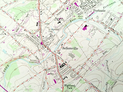Antique Telford, Pennsylvania 1960 US Geological Survey Topographic Map – Montgomery, Bucks County, Souderton, Hatfield, Sellersville, PA