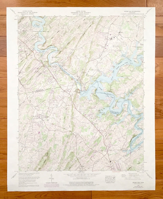 Antique Boone Dam, Tennessee 1959 US Geological Survey Topographic Map – Sullivan County, Colonial Heights, Gray Fordtown, Flourville, TN