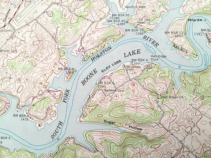 Antique Boone Dam, Tennessee 1959 US Geological Survey Topographic Map – Sullivan County, Colonial Heights, Gray Fordtown, Flourville, TN