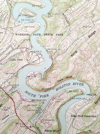 Antique Boone Dam, Tennessee 1959 US Geological Survey Topographic Map – Sullivan County, Colonial Heights, Gray Fordtown, Flourville, TN