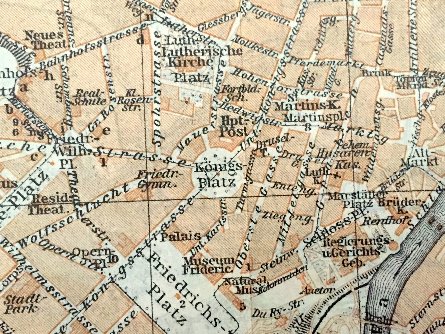 Antique 1925 Cassel, Germany Map from Baedekers Guide Atlas – Waldau, Wolfsanger, Habichts, Wald, Hoof, Weimar, Niederzwehren, Simmerhausen