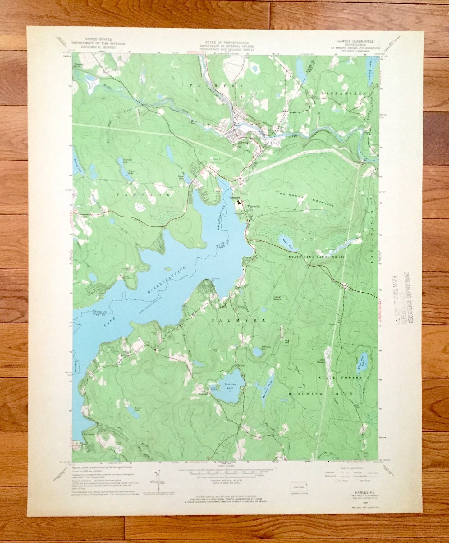 Antique Hawley, Pennsylvania 1966 US Geological Survey Topographic Map – Lake Wallenpaupack, Lackawaxen, Paupack, Blooming Grove, Uswick, PA