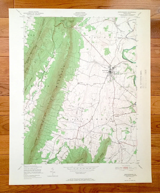 Antique Mercersburg, Pennsylvania 1943 US Geological Survey Topographic Map – Fulton, Franklin County, Tuscarora, Cove Mountain, Gap, PA