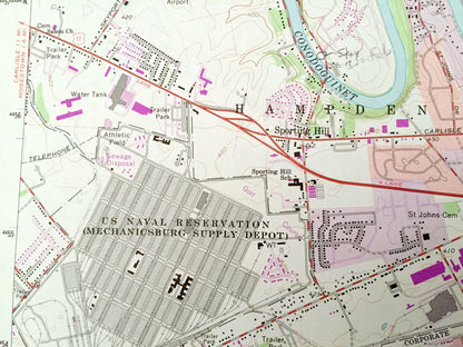 Antique Lemoyne, Pennsylvania 1963 US Geological Survey Topographic Map – Cumberland, York County, Shiremanstown, Bowmansdale, Lisburn, PA