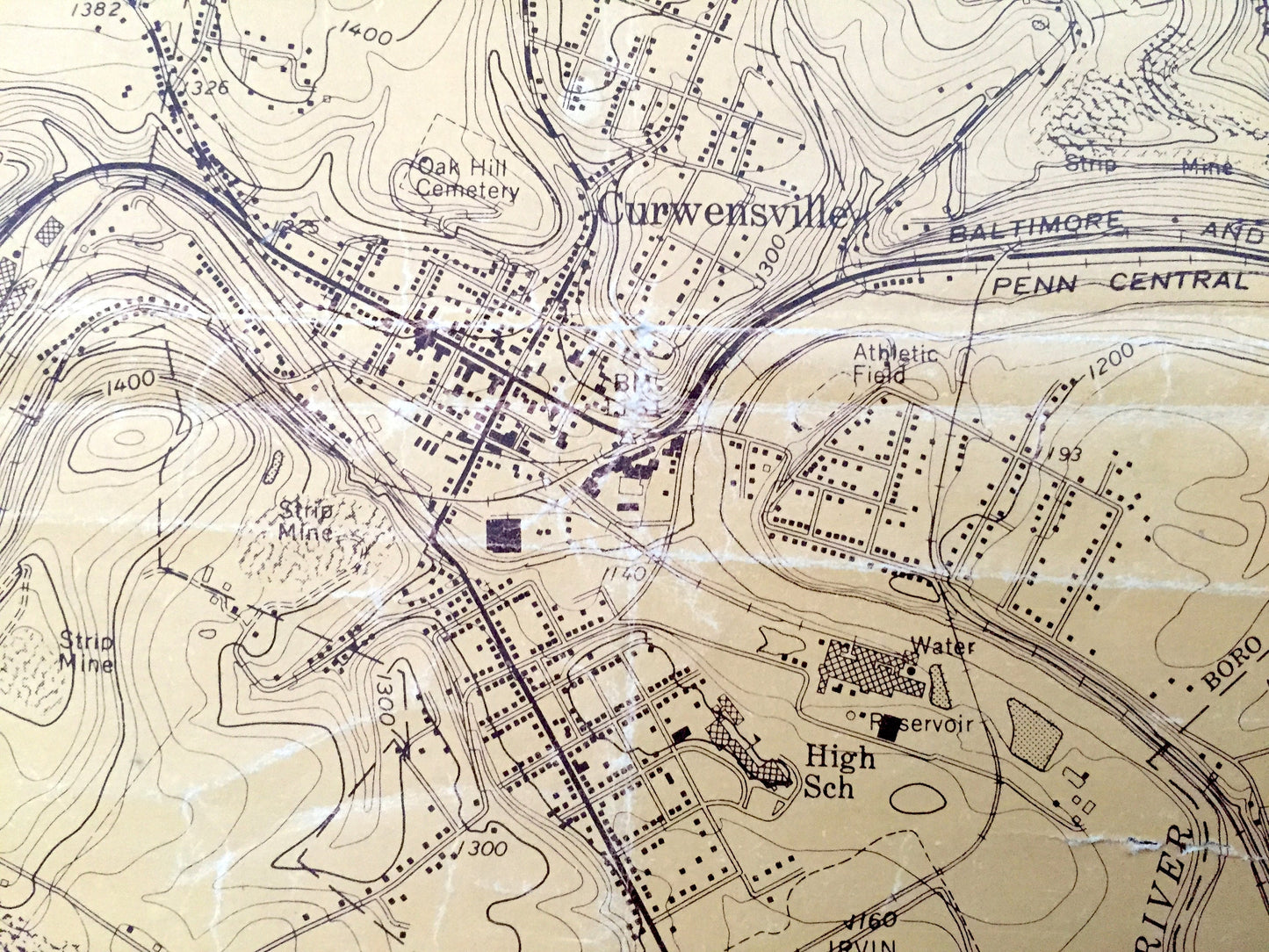 Antique Curwensville, Pennsylvania 1959 US Geological Survey Topographic Map – Clearfield County, Lake, Lumber City, Grampian Susquehanna PA
