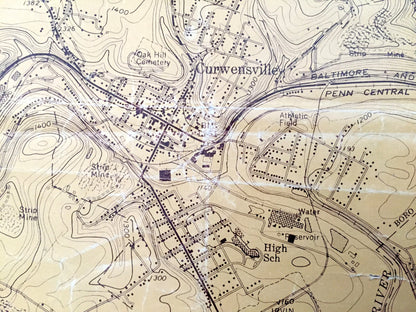 Antique Curwensville, Pennsylvania 1959 US Geological Survey Topographic Map – Clearfield County, Lake, Lumber City, Grampian Susquehanna PA