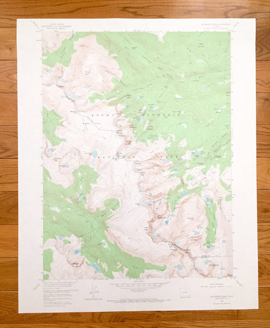 Antique McHenrys Peak, Colorado 1957 US Geological Survey Topographic Map – Larimer, Boulder, Grand County, CO