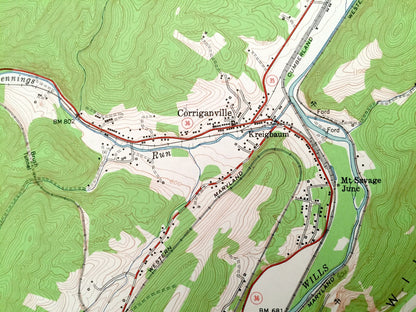 Antique Cumberland, Maryland 1949 US Geological Survey Topographic Map – Allegany County, Mount Savage, MD, Bedford, Somerset County, PA