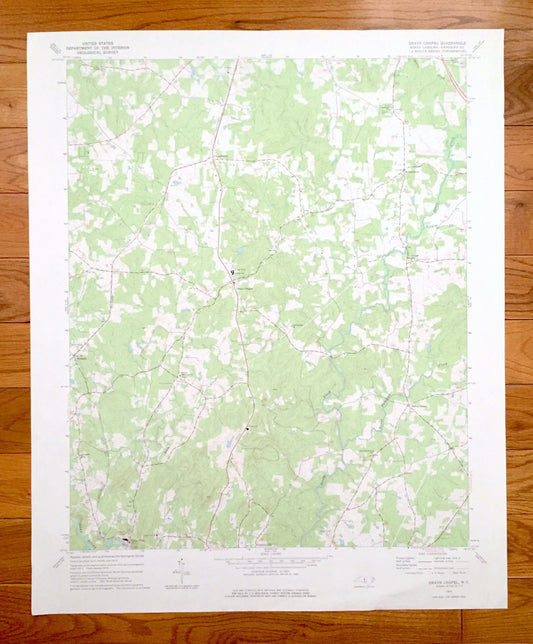 Antique Grays Chapel, North Carolina 1974 US Geological Survey Topographic Map – Randolph County, Lineberry, Melanchthon, Millboro, NC