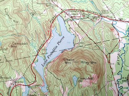 Antique Hillsboro, New Hampshire 1957 US Geological Survey Topographic Map – Merrimack County, Bradford, Warner, Henniker, Deering, Weare NH