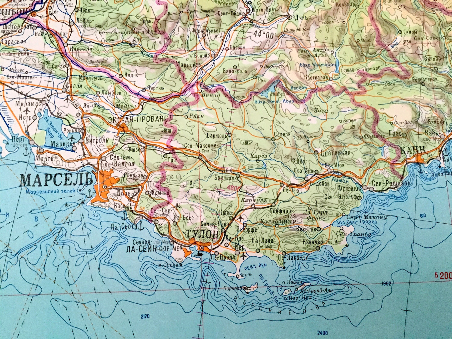 Antique SOVIET France, Spain, Italy & North Africa 1972 Russian Army Survey Map – Sardinia, Corsica, Barcelona, Monaco, Azure Coast, Ibiza