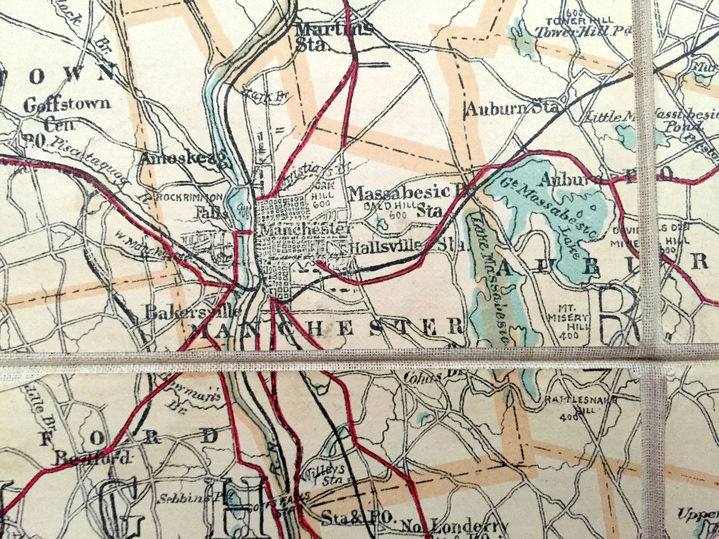Antique Southern New Hampshire 1905 George H Walker & Co Automobile Map – Portsmouth, Winnipesaukee, Manchester, Newburyport Sunapee Lake NH