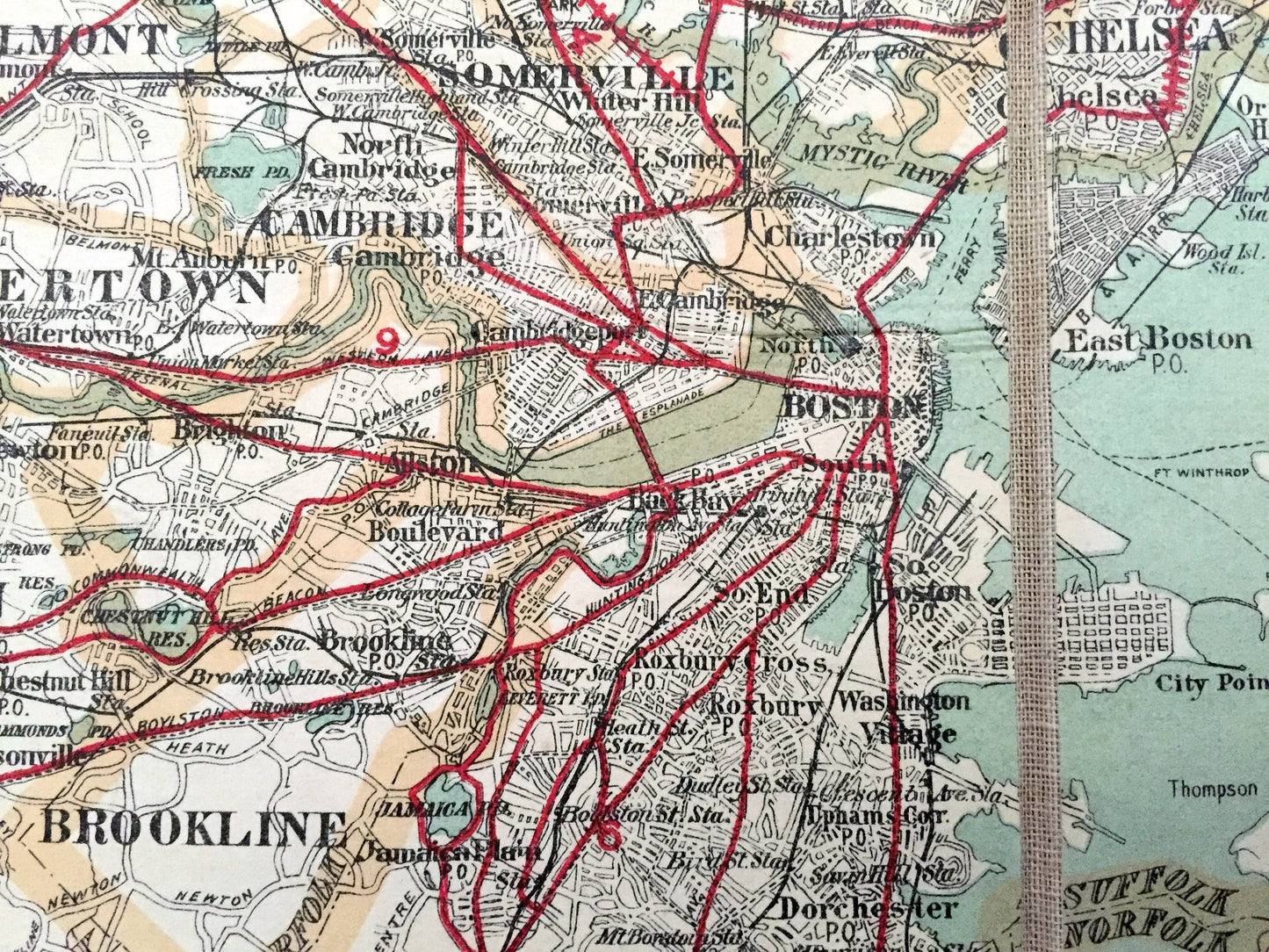 Antique Eastern Massachusetts 1906 George H Walker & Co Automobile Map – Boston, Lowell, Cape Ann Middlesex Essex Norfolk Plymouth County MA