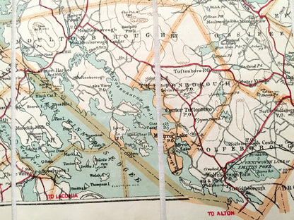 Antique Central New Hampshire 1916 George H Walker & Co Automobile Map – White Mountains, Winnipesaukee, Squam, Newfound Lake, Hanover, NH