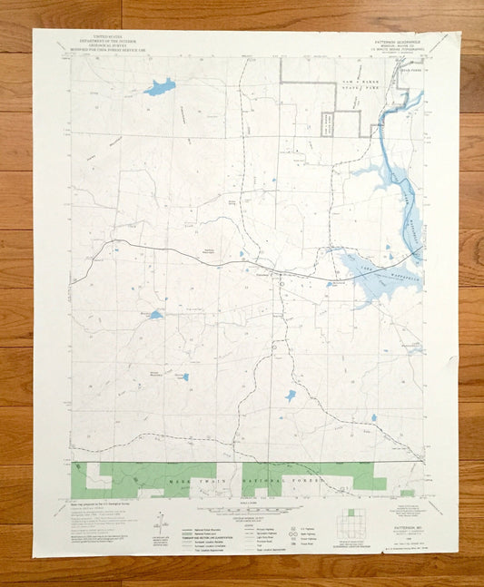 Antique Patterson, Missouri 1968 US Geological Survey Topographic Map – Wayne County, Cedar Creek, Sam A Baker State Park, MO
