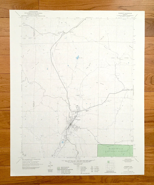 Antique Piedmont, Missouri 1968 US Geological Survey Topographic Map – Reynolds, Wayne County, Gads Hill, Beckville, Mark Twain Forest, MO
