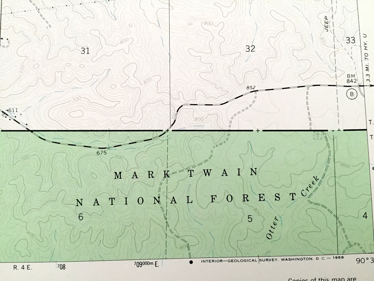 Antique Piedmont, Missouri 1968 US Geological Survey Topographic Map – Reynolds, Wayne County, Gads Hill, Beckville, Mark Twain Forest, MO