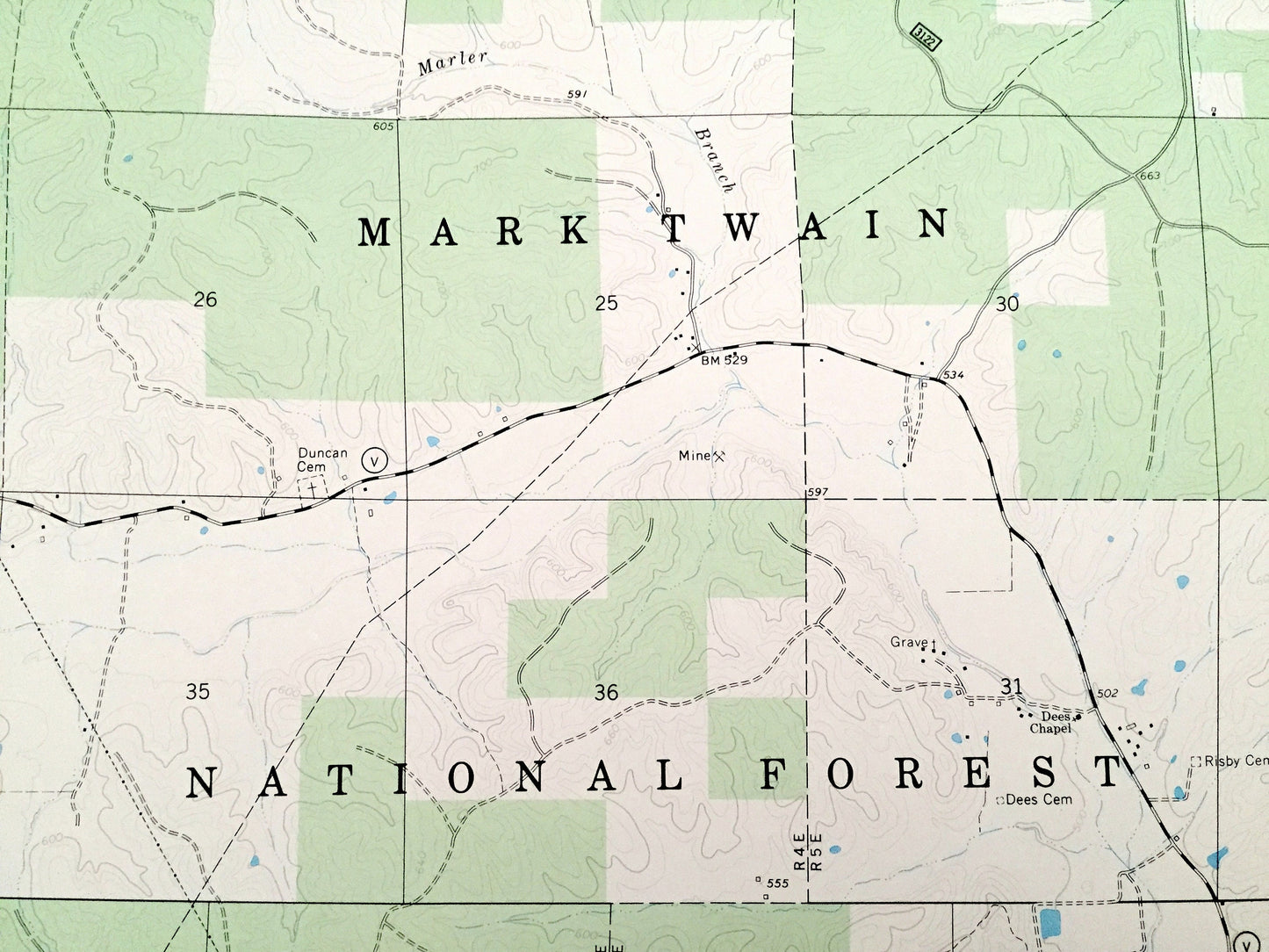 Antique Piedmont SE, Missouri 1967 US Geological Survey Topographic Map – Wayne County, Mark Twain National Forest, Black River, Creek, MO