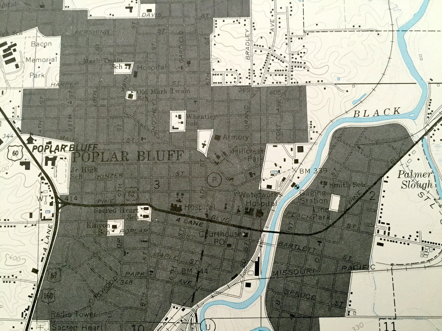 Antique Poplar Bluff, Missouri 1966 US Geological Survey Topographic Map – Butler County, Wilby, Hilliard, Loma Linda, Green Forest, MO