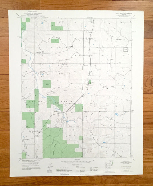 Antique Yancy Mills, Missouri 1951 US Geological Survey Topographic Map – Dent, Phelps County, Vida, Mark Twain National Forest, MO