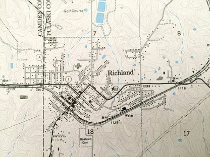 Antique Richland, Missouri 1954 US Geological Survey Topographic Map – Laclade, Pulaski, Camden County, Hazelgreen, Gasconade River, MO