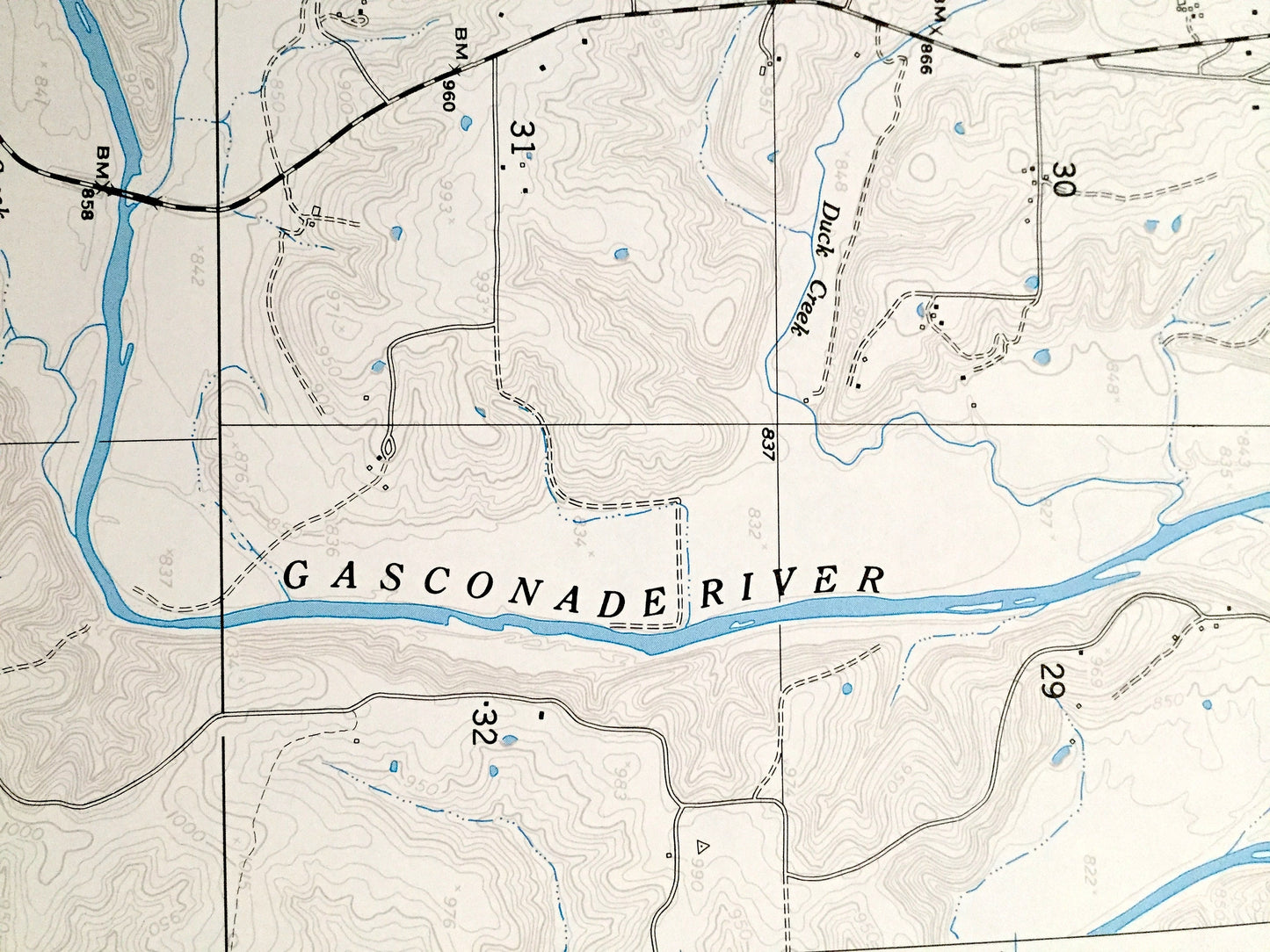 Antique Richland, Missouri 1954 US Geological Survey Topographic Map – Laclade, Pulaski, Camden County, Hazelgreen, Gasconade River, MO