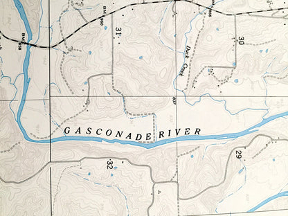Antique Richland, Missouri 1954 US Geological Survey Topographic Map – Laclade, Pulaski, Camden County, Hazelgreen, Gasconade River, MO