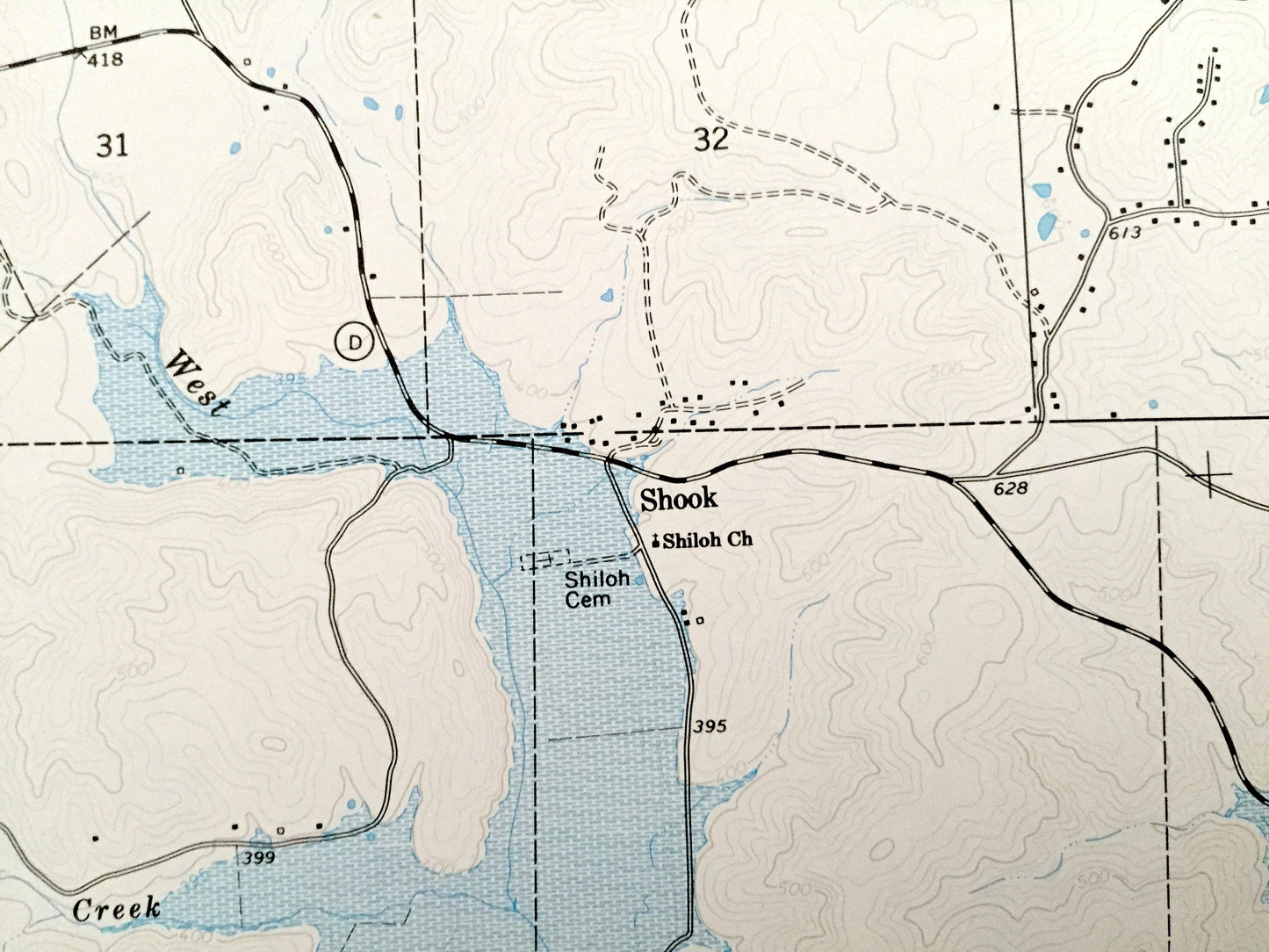 Antique Shook, Missouri 1966 US Geological Survey Topographic Map – Wayne County, Mark Twain National Forest, Lake Wappapello, MO