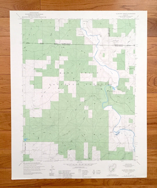 Antique Slabtown Spring, Missouri 1954 US Geological Survey Topographic Map – Pulaski, Phelps, Texas County, Hazelton, Mark Twain Forest, MO