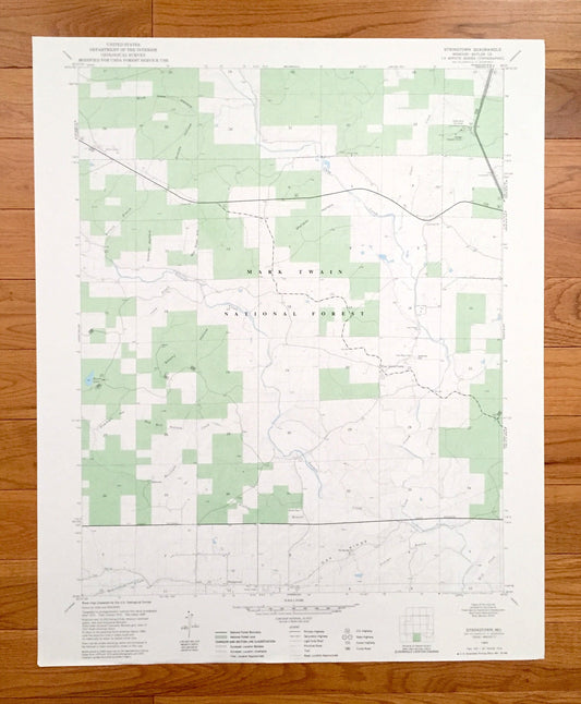Antique Strington, Missouri 1980 US Geological Survey Topographic Map – Butler County, Pine Grove Camp, Mark Twain National Forest, MO