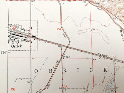 Antique Camden, Missouri 1950 US Geological Survey Topographic Map – Ray, Jackson, Lafayette County, Orrick, Fort Osage, Napoleon, Clay, MO