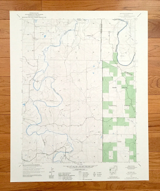 Antique Drynob, Missouri 1954 US Geological Survey Topographic Map – Pulaski, Laclede County, Harrell Ford, Mark Twain National Forest, MO