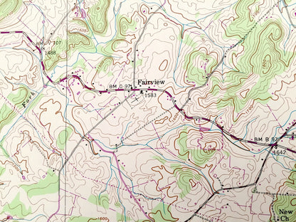 Antique Leesburg, Tennessee 1939 US Geological Survey Topographic Map – Washington County, Stewart Hill, Fairview, Unaka View, Bowmantown TN