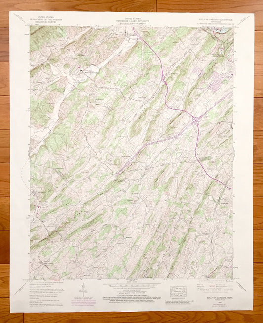 Antique Sullivan Gardens, Tennessee 1959 US Geological Survey Topographic Map – Washington County, Fall Branch Colonial Heights Lone Star TN