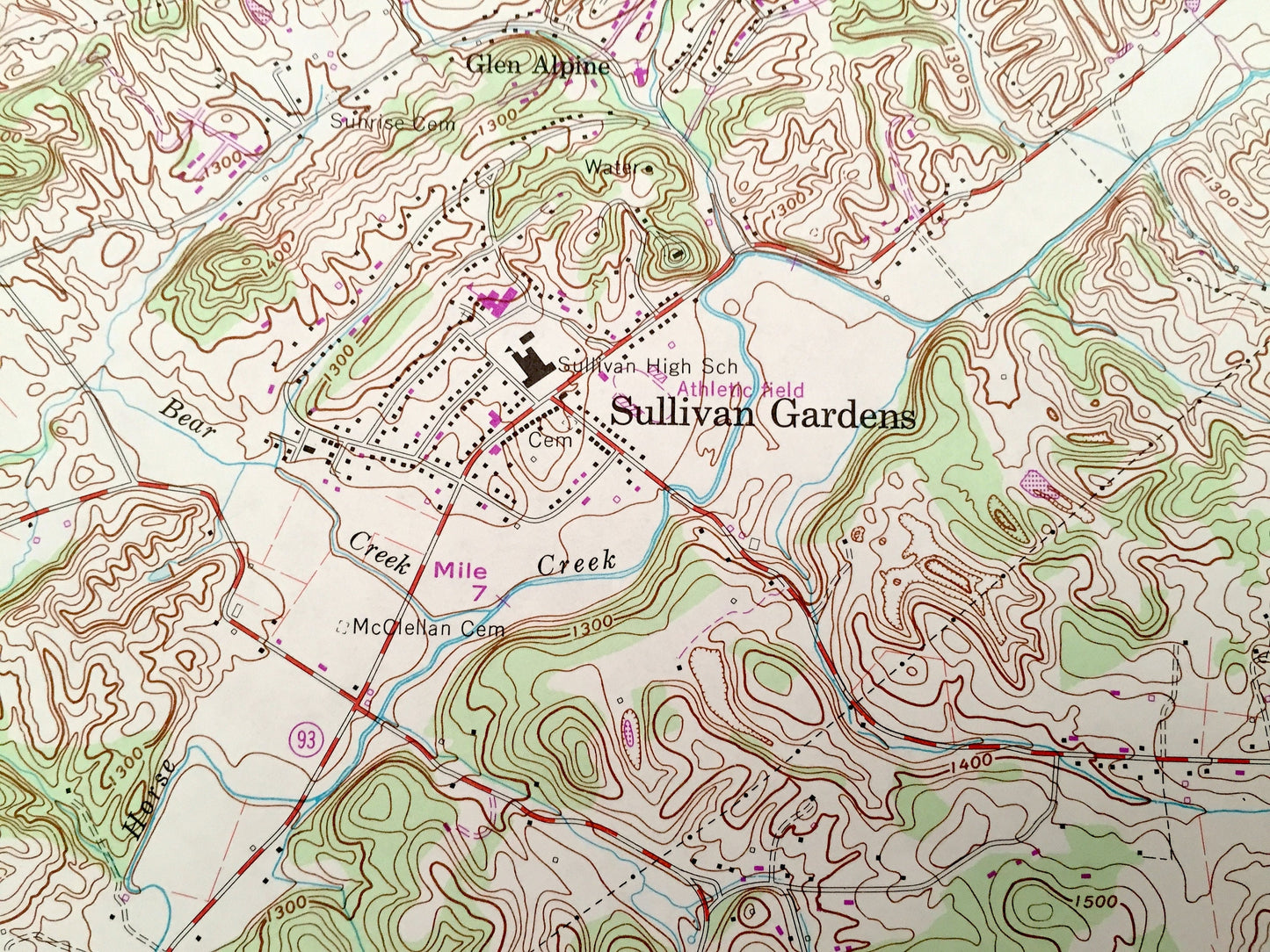 Antique Sullivan Gardens, Tennessee 1959 US Geological Survey Topographic Map – Washington County, Fall Branch Colonial Heights Lone Star TN