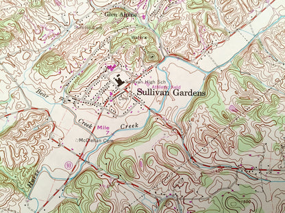 Antique Sullivan Gardens, Tennessee 1959 US Geological Survey Topographic Map – Washington County, Fall Branch Colonial Heights Lone Star TN