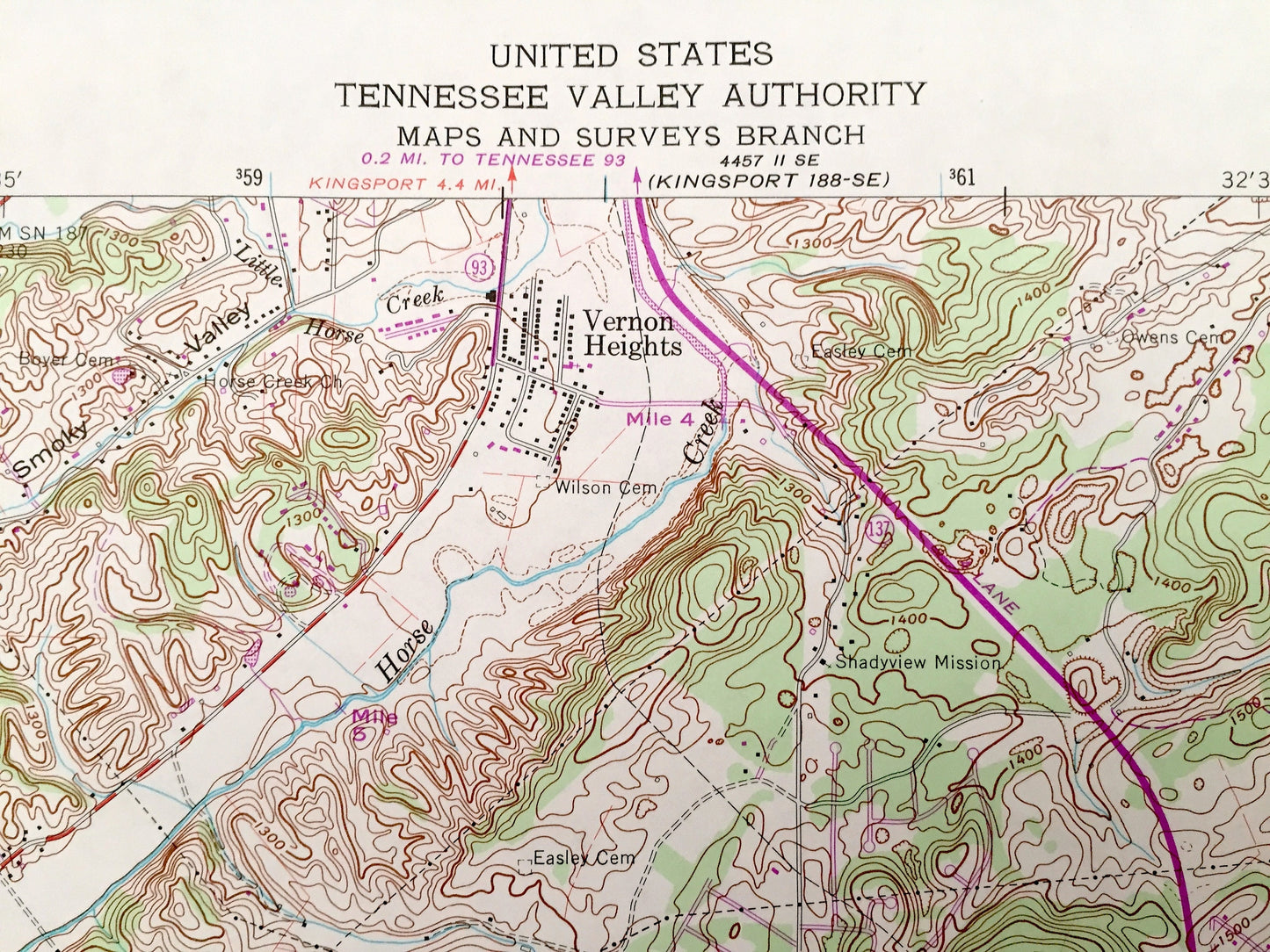 Antique Sullivan Gardens, Tennessee 1959 US Geological Survey Topographic Map – Washington County, Fall Branch Colonial Heights Lone Star TN
