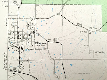 Antique Ellsinore, Missouri 1980 US Geological Survey Topographic Map – Wayne, Butler, Carter County, Orchard Switch, Hill Top, MO